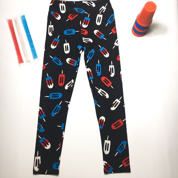 LuLaRoe Patriotic Popsicle Leggings, sz OS - Picture 3 of 5
